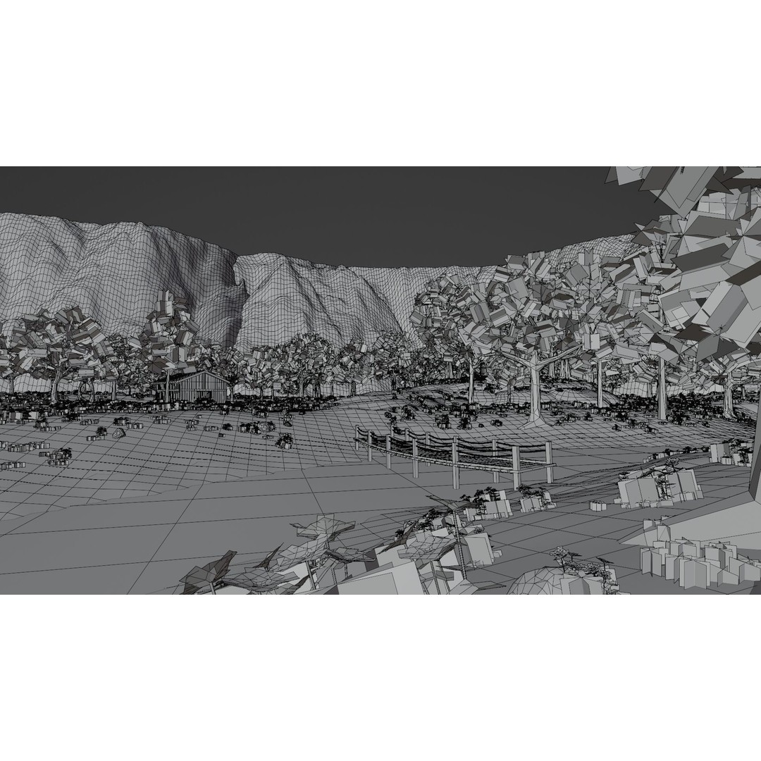 River Mountain Scene 3D Model – High Poly Environment, Blender & FBX