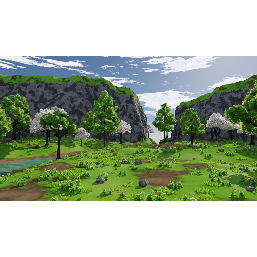 River Mountain Scene 3D Model – High Poly Environment, Blender & FBX - View 11