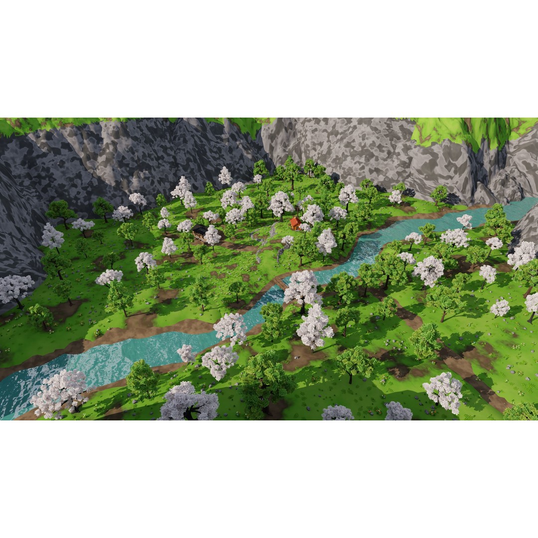 River Mountain Scene 3D Model – High Poly Environment, Blender & FBX - View 12
