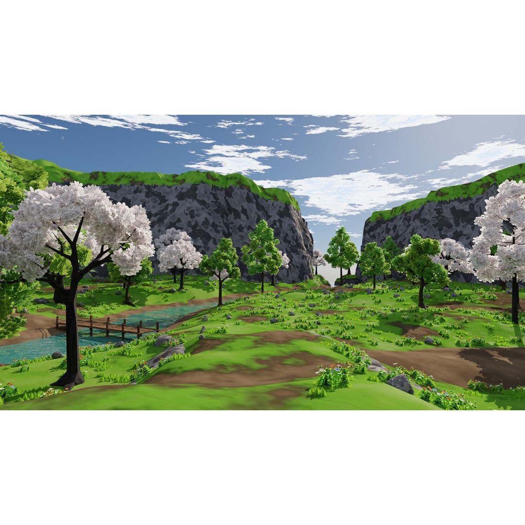 River Mountain Scene 3D Model – High Poly Environment, Blender & FBX - View 22