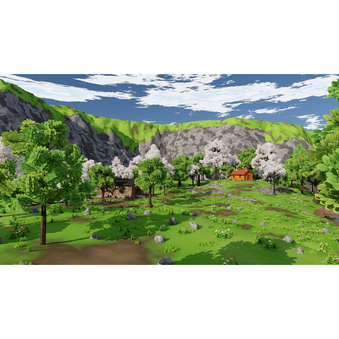 River Mountain Scene 3D Model – High Poly Environment, Blender & FBX - View 25