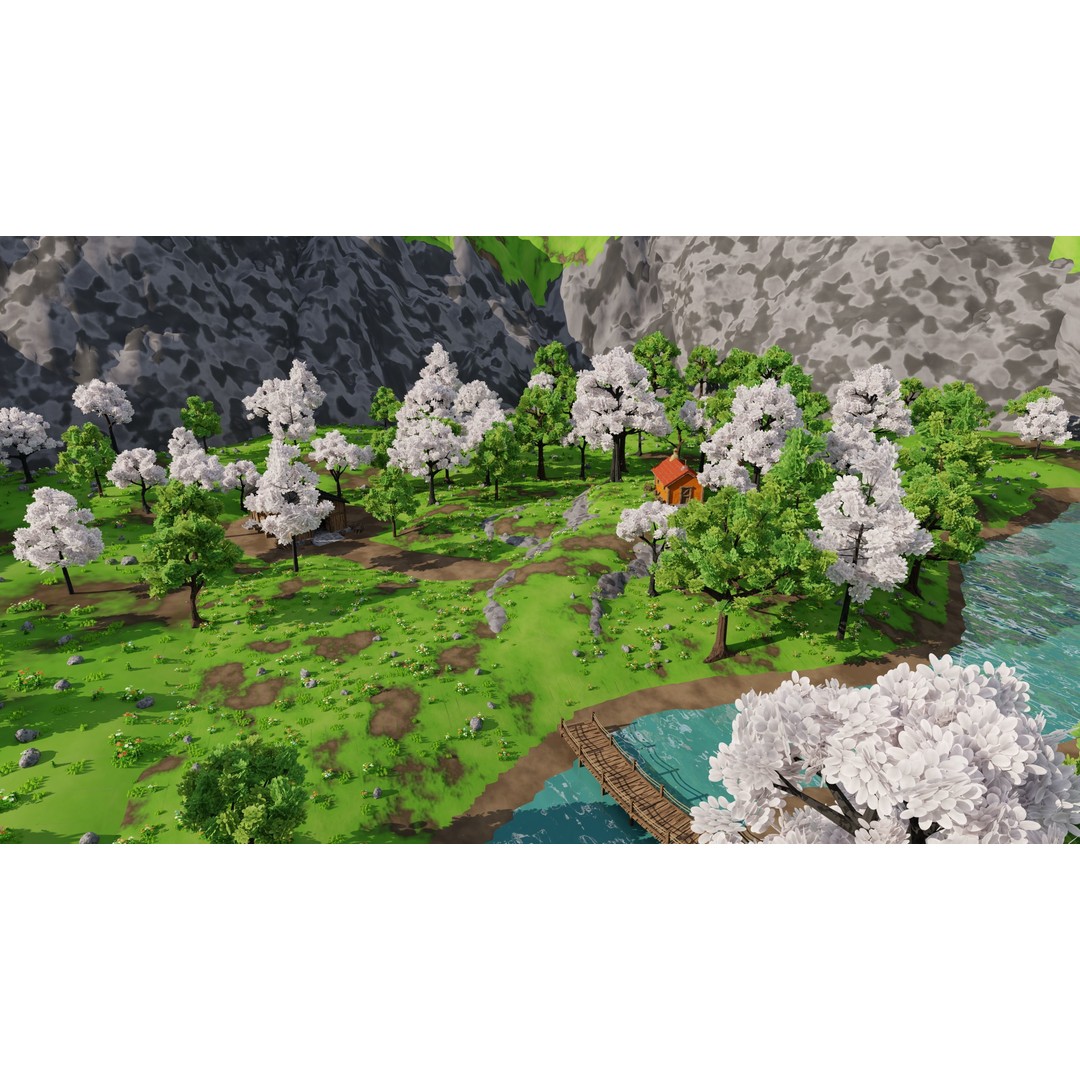 River Mountain Scene 3D Model – High Poly Environment, Blender & FBX - View 30