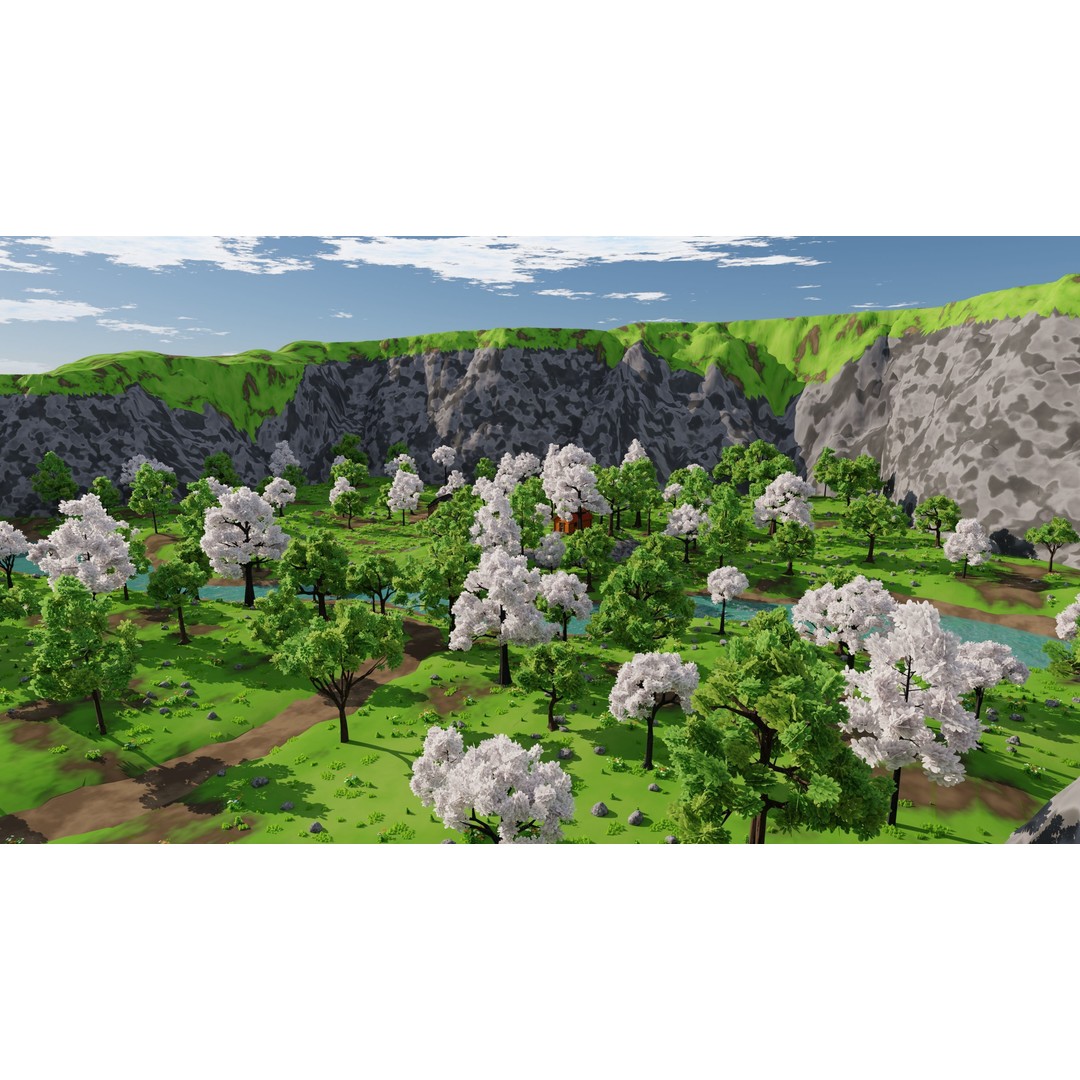 River Mountain Scene 3D Model – High Poly Environment, Blender & FBX - View 32