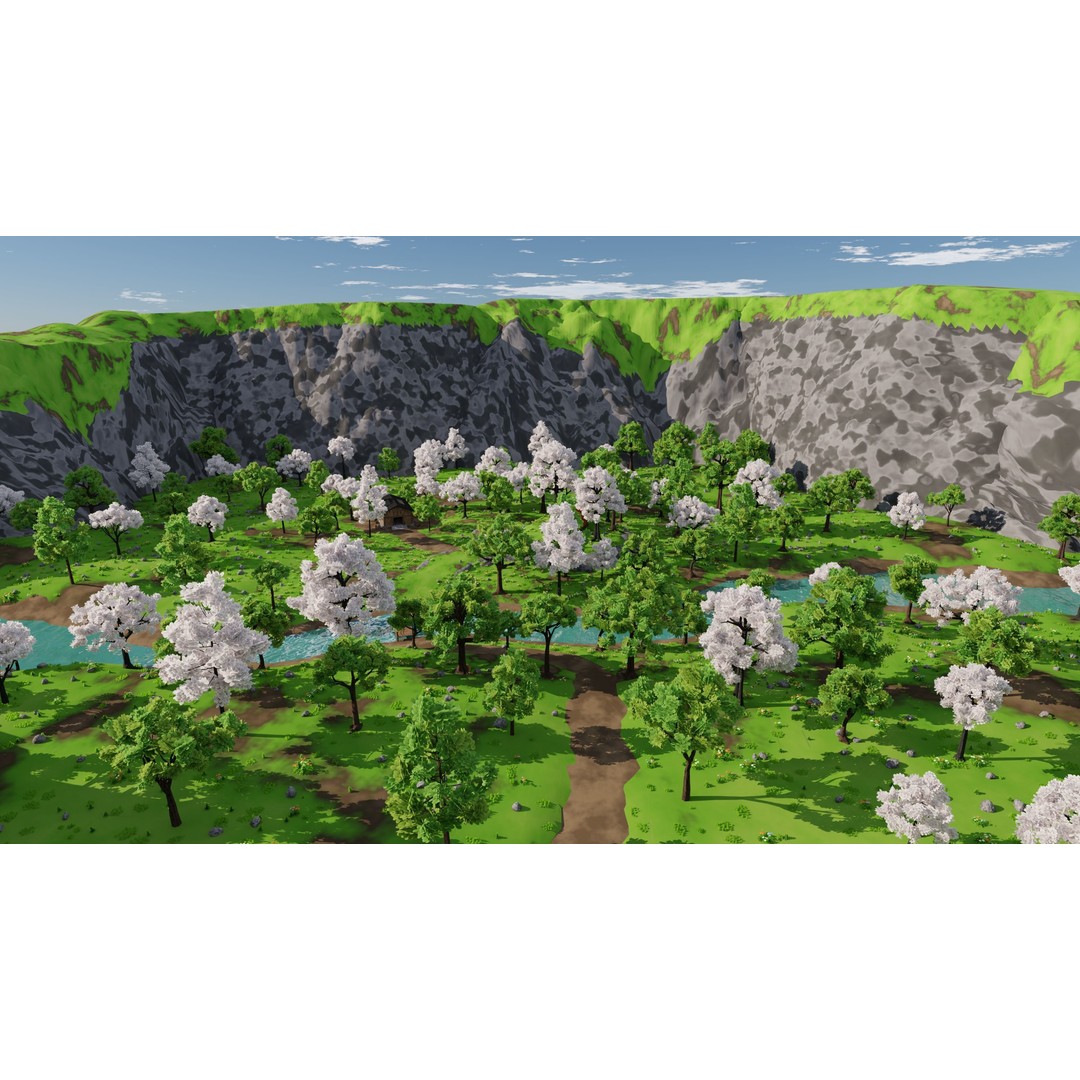 River Mountain Scene 3D Model – High Poly Environment, Blender & FBX - View 33