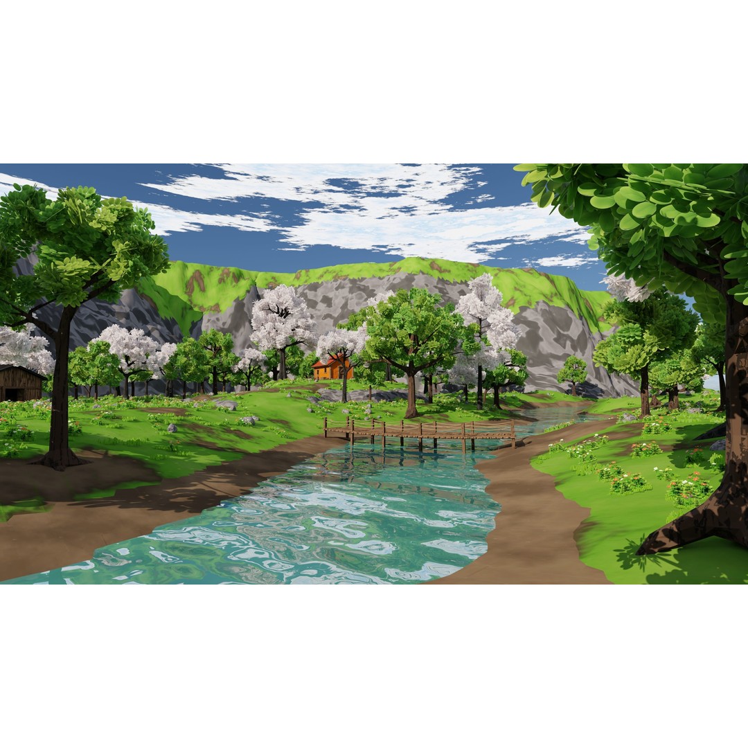 River Mountain Scene 3D Model – High Poly Environment, Blender & FBX - View 35