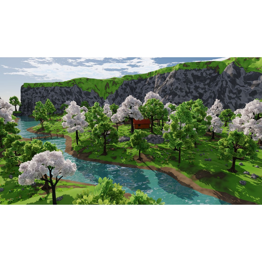 River Mountain Scene 3D Model – High Poly Environment, Blender & FBX - View 36