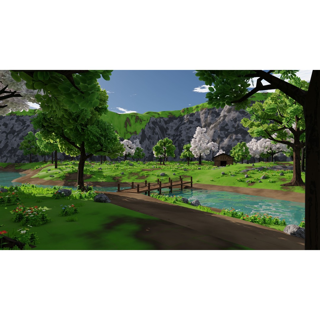 River Mountain Scene 3D Model – High Poly Environment, Blender & FBX - View 38