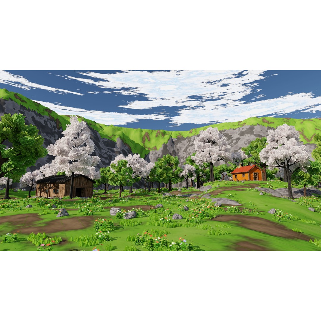 River Mountain Scene 3D Model – High Poly Environment, Blender & FBX - View 4