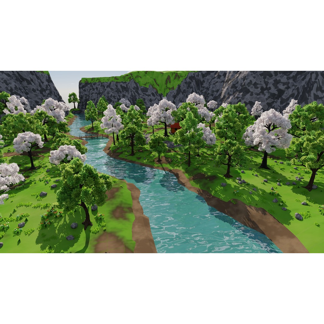River Mountain Scene 3D Model – High Poly Environment, Blender & FBX - View 46
