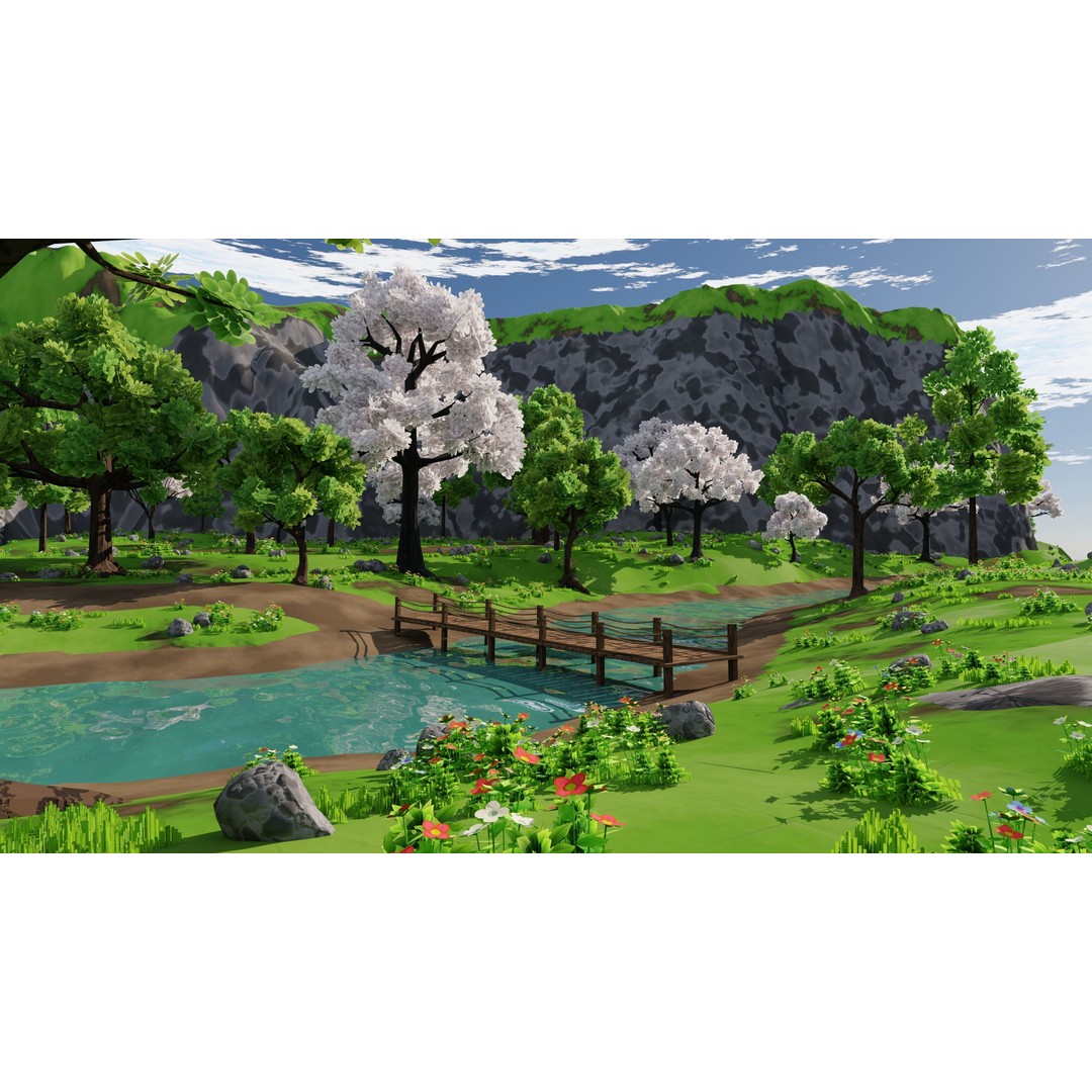 River Mountain Scene 3D Model – High Poly Environment, Blender & FBX - View 47
