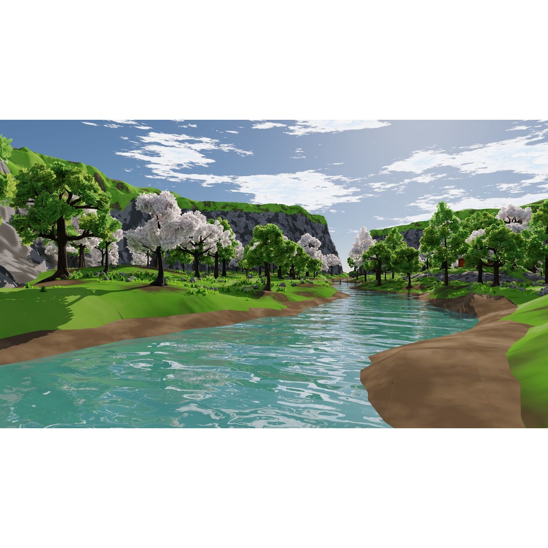 River Mountain Scene 3D Model – High Poly Environment, Blender & FBX - View 48