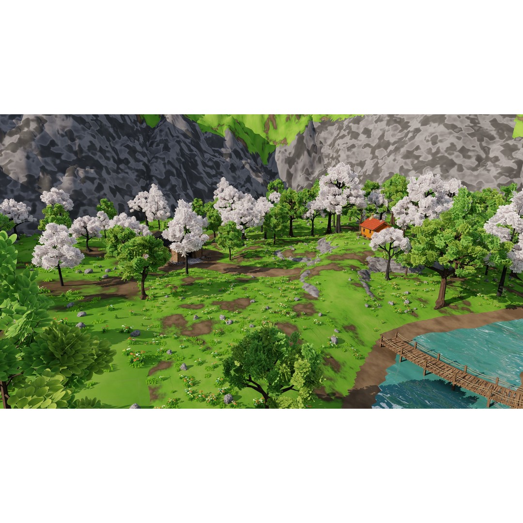 River Mountain Scene 3D Model – High Poly Environment, Blender & FBX - View 5