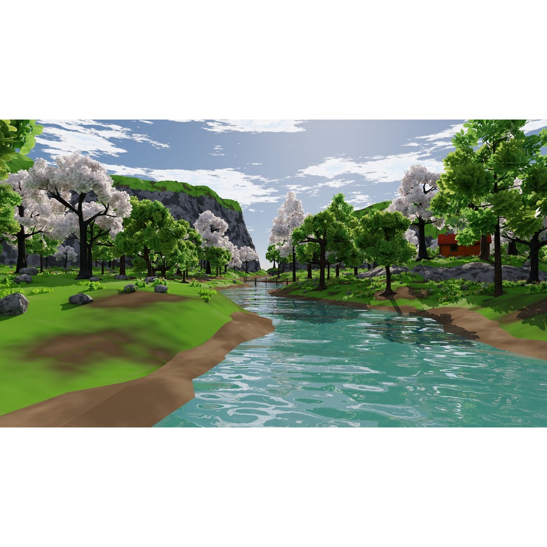 River Mountain Scene 3D Model – High Poly Environment, Blender & FBX - View 50