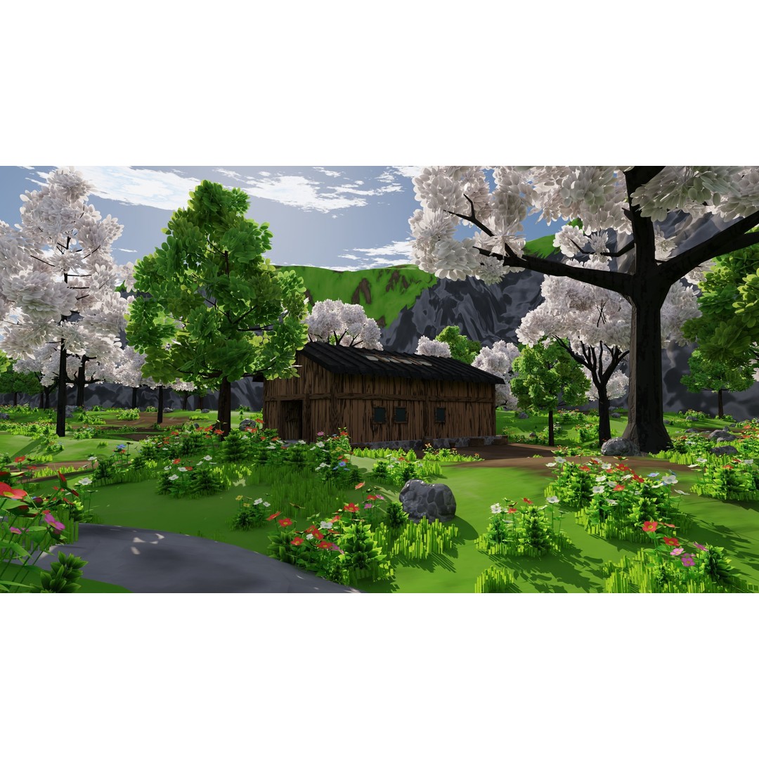 River Mountain Scene 3D Model – High Poly Environment, Blender & FBX - View 52