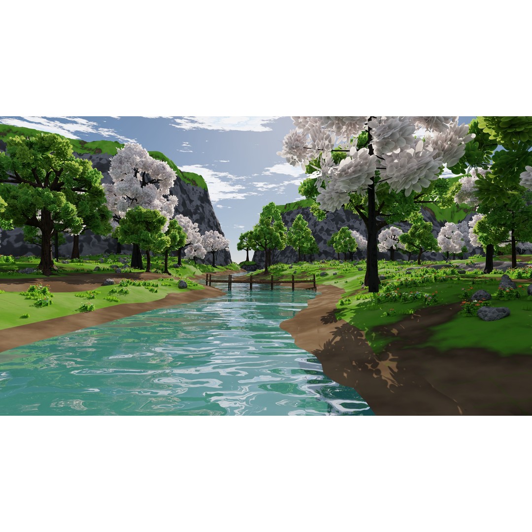 River Mountain Scene 3D Model – High Poly Environment, Blender & FBX - View 53