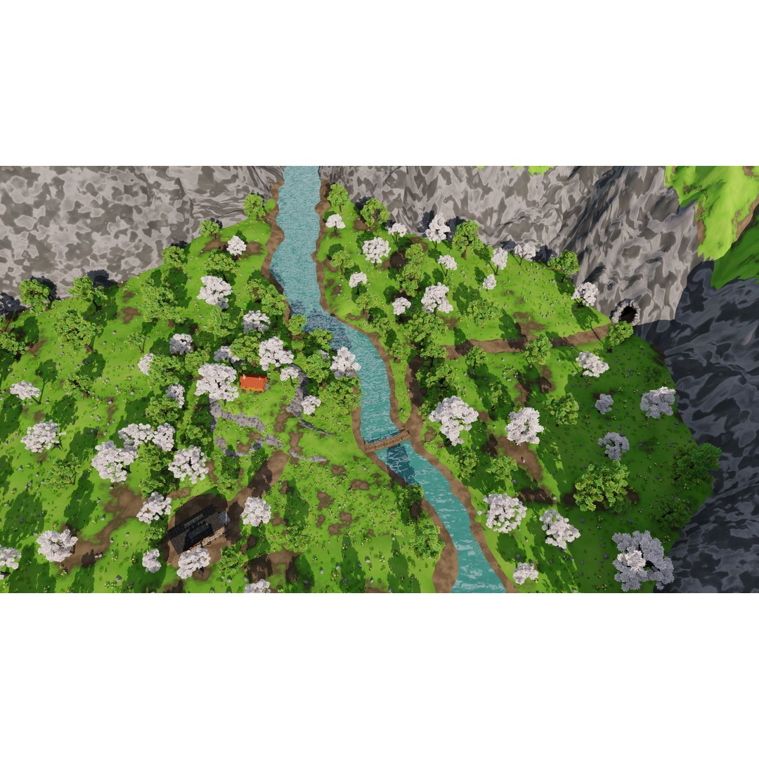 River Mountain Scene 3D Model – High Poly Environment, Blender & FBX - View 58