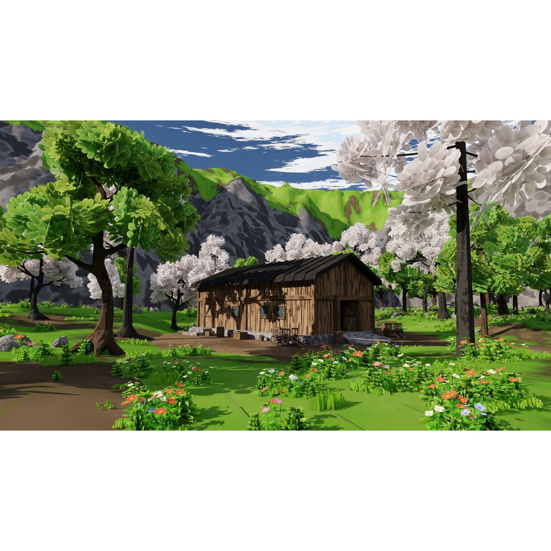 River Mountain Scene 3D Model – High Poly Environment, Blender & FBX - View 7