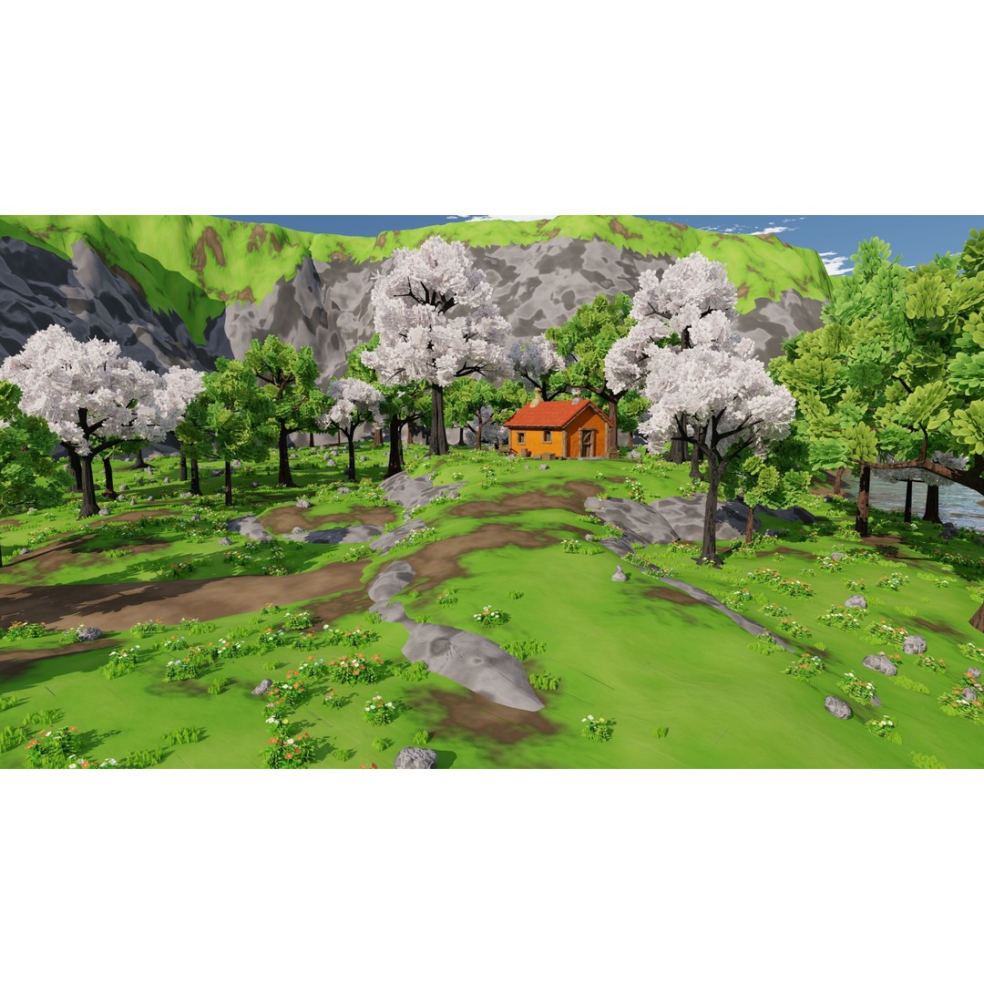 River Mountain Scene 3D Model – High Poly Environment, Blender & FBX - View 8