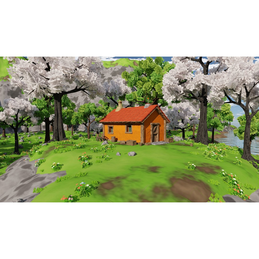 River Mountain Scene 3D Model – High Poly Environment, Blender & FBX - View 9