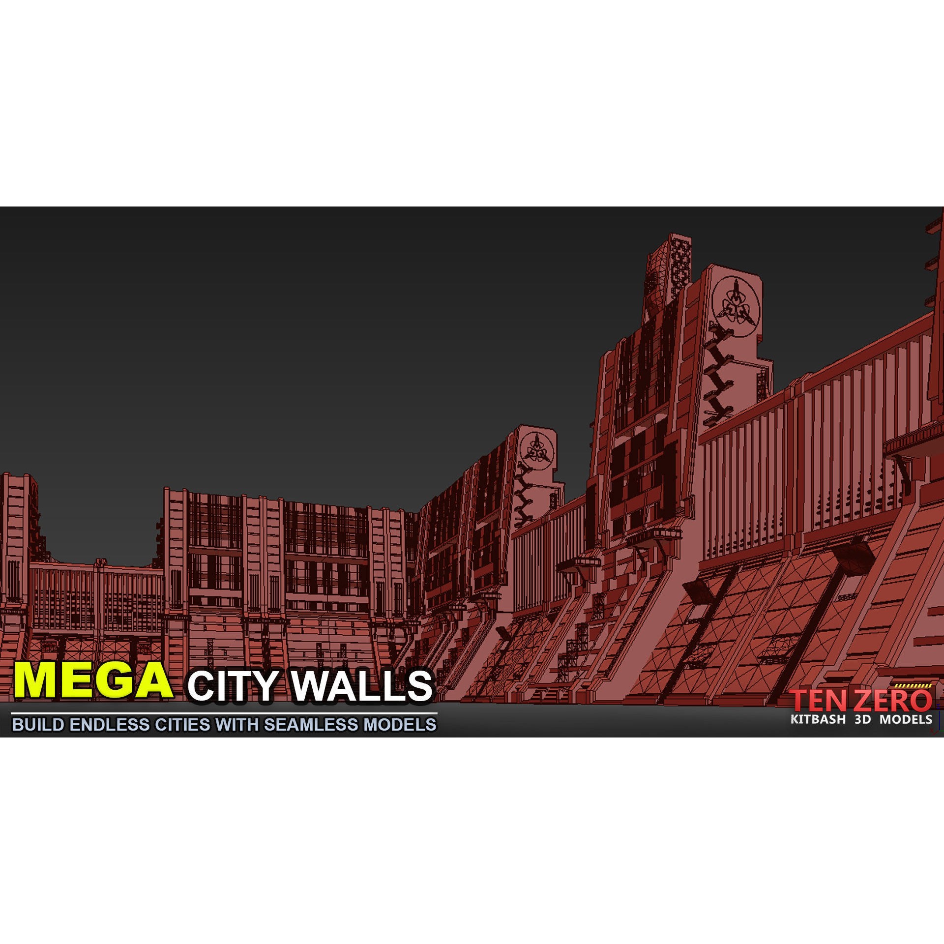 Mega City Walls - Game-Ready 3D Model - View 10