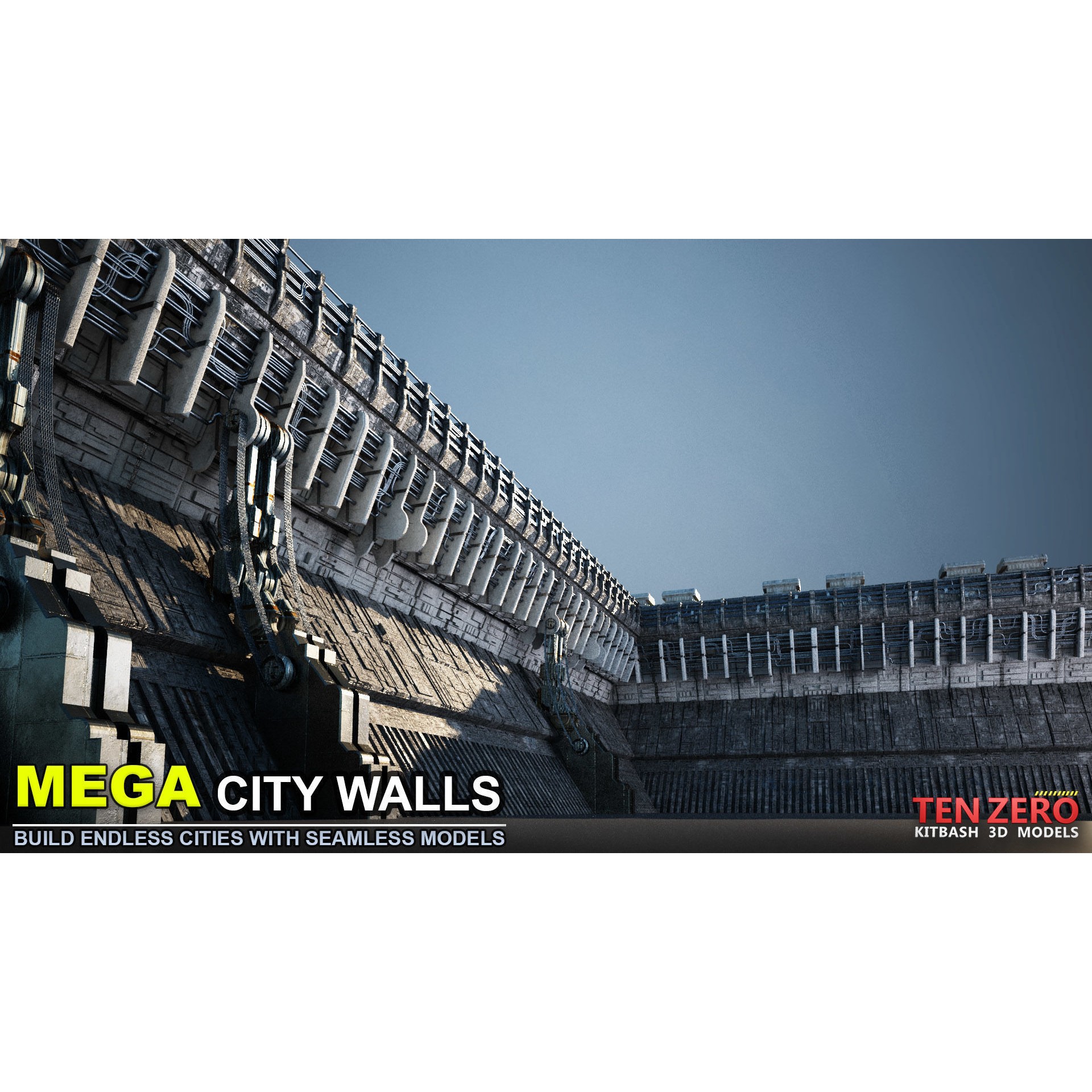 Mega City Walls - Game-Ready 3D Model - View 11