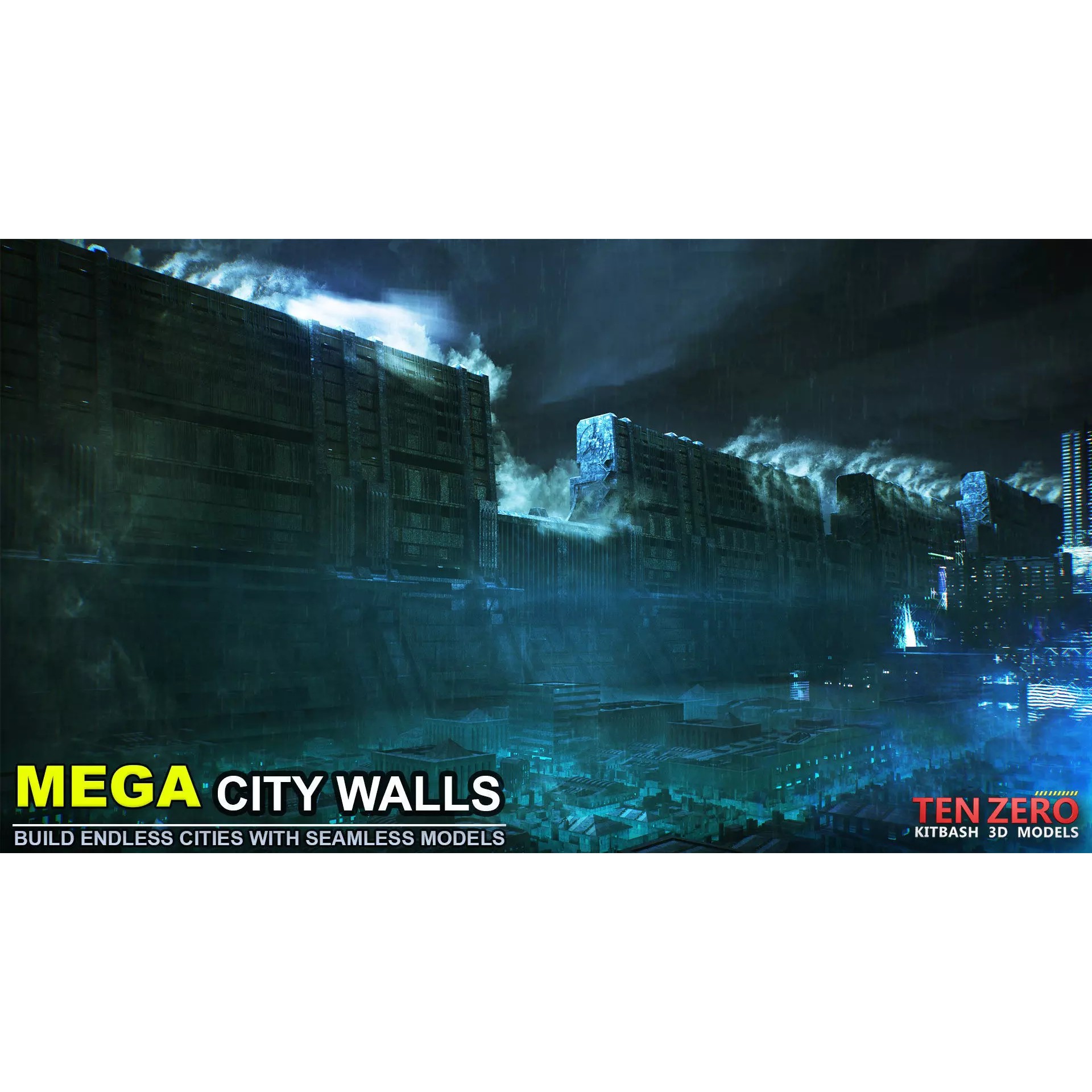 Mega City Walls - Game-Ready 3D Model - View 2