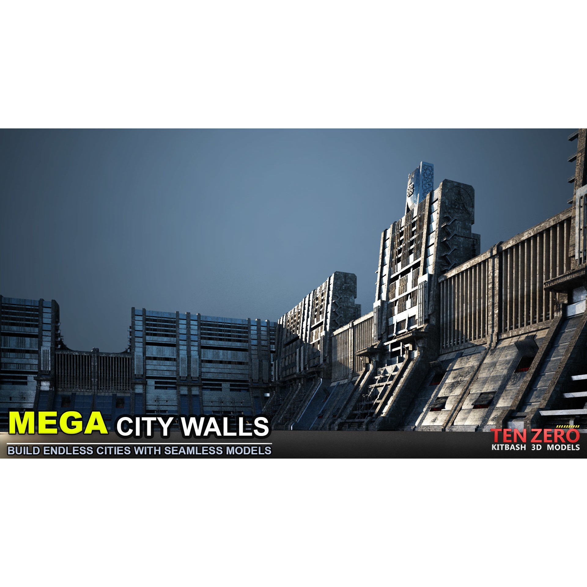 Mega City Walls - Game-Ready 3D Model - View 6
