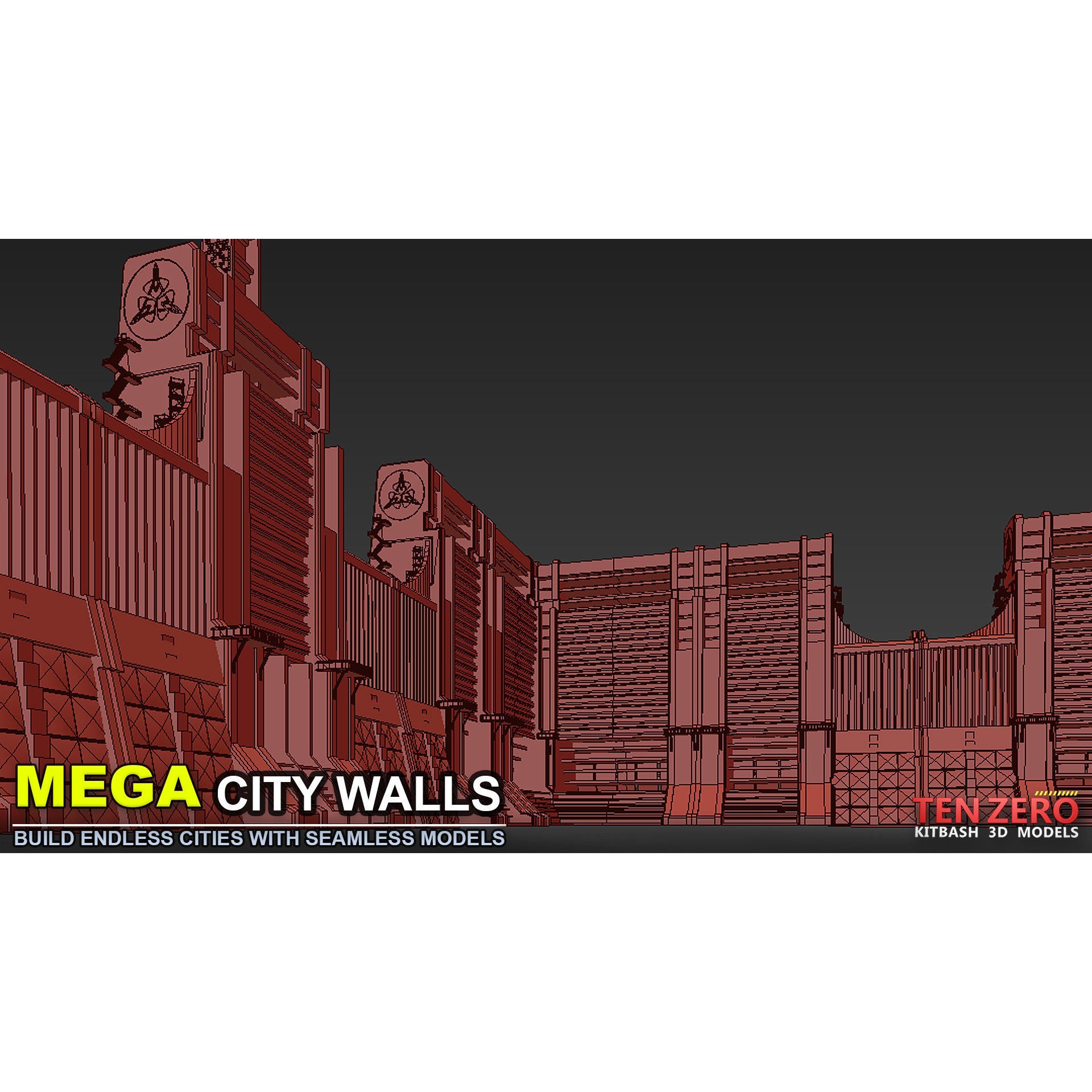 Mega City Walls - Game-Ready 3D Model - View 8