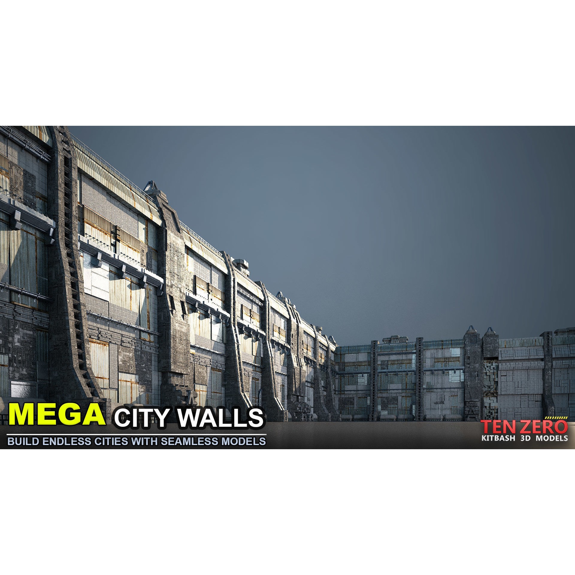 Mega City Walls - Game-Ready 3D Model - View 9