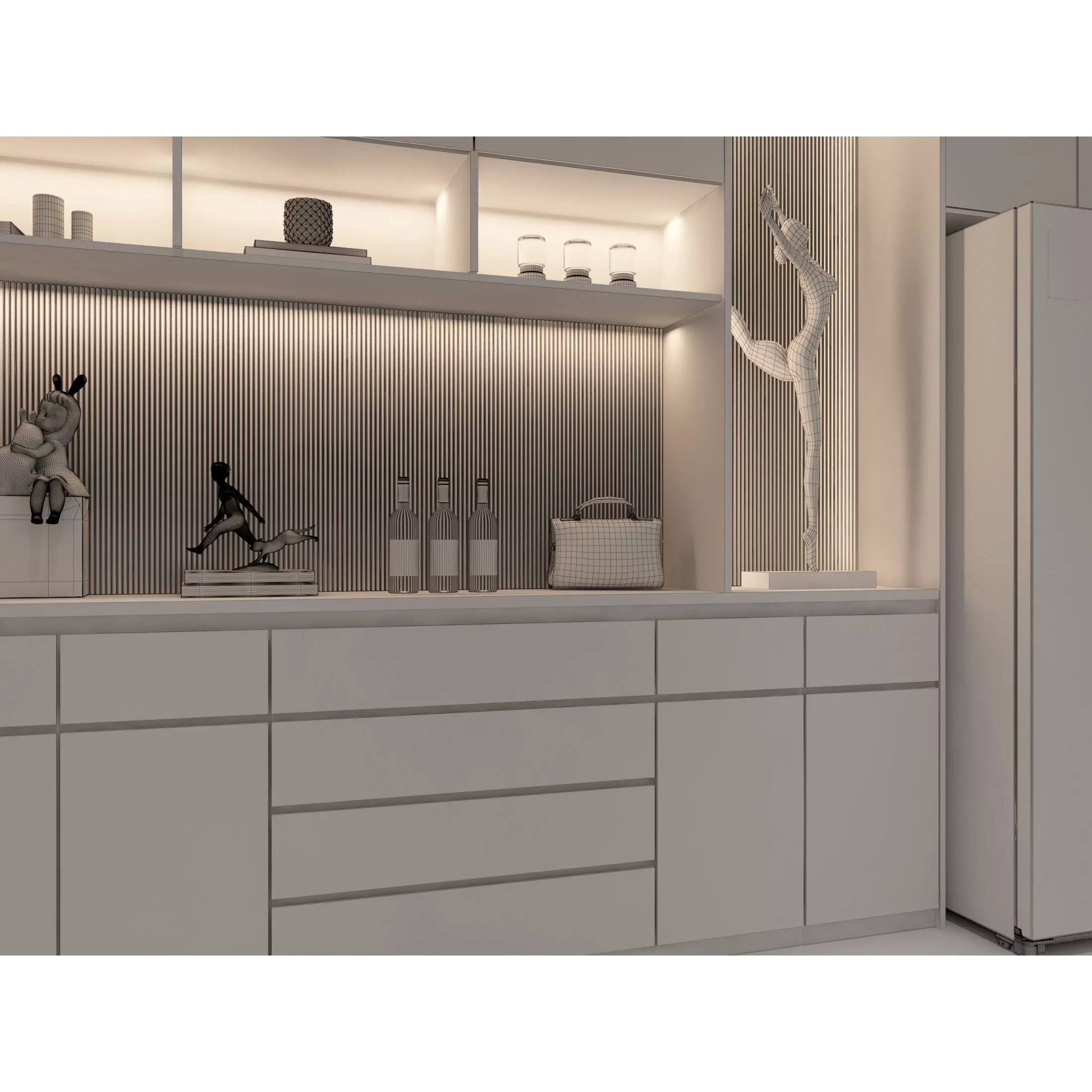 Wine Cabinet Rack Cellar - Game-Ready 3D Model