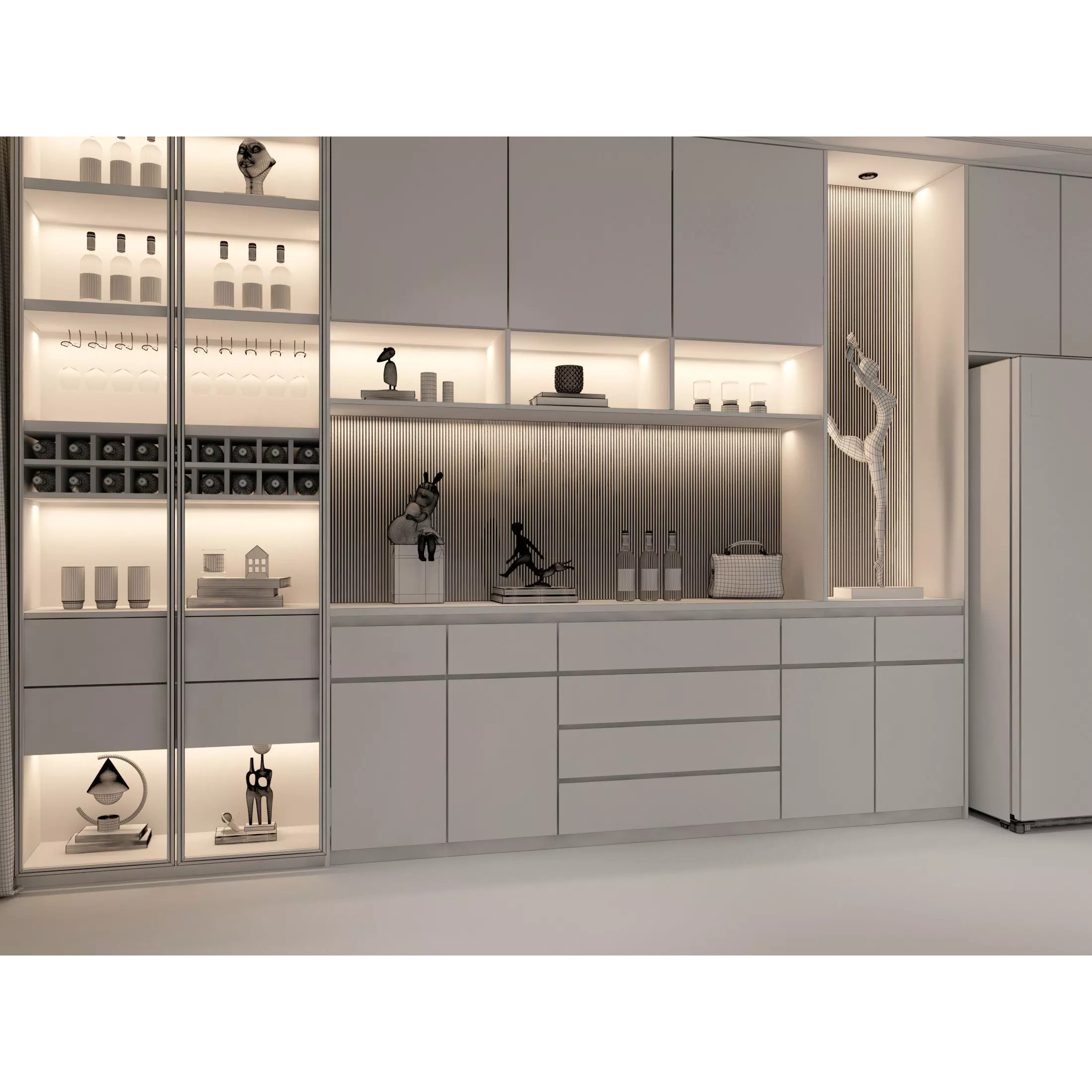 Wine Cabinet Rack Cellar - Game-Ready 3D Model - View 10