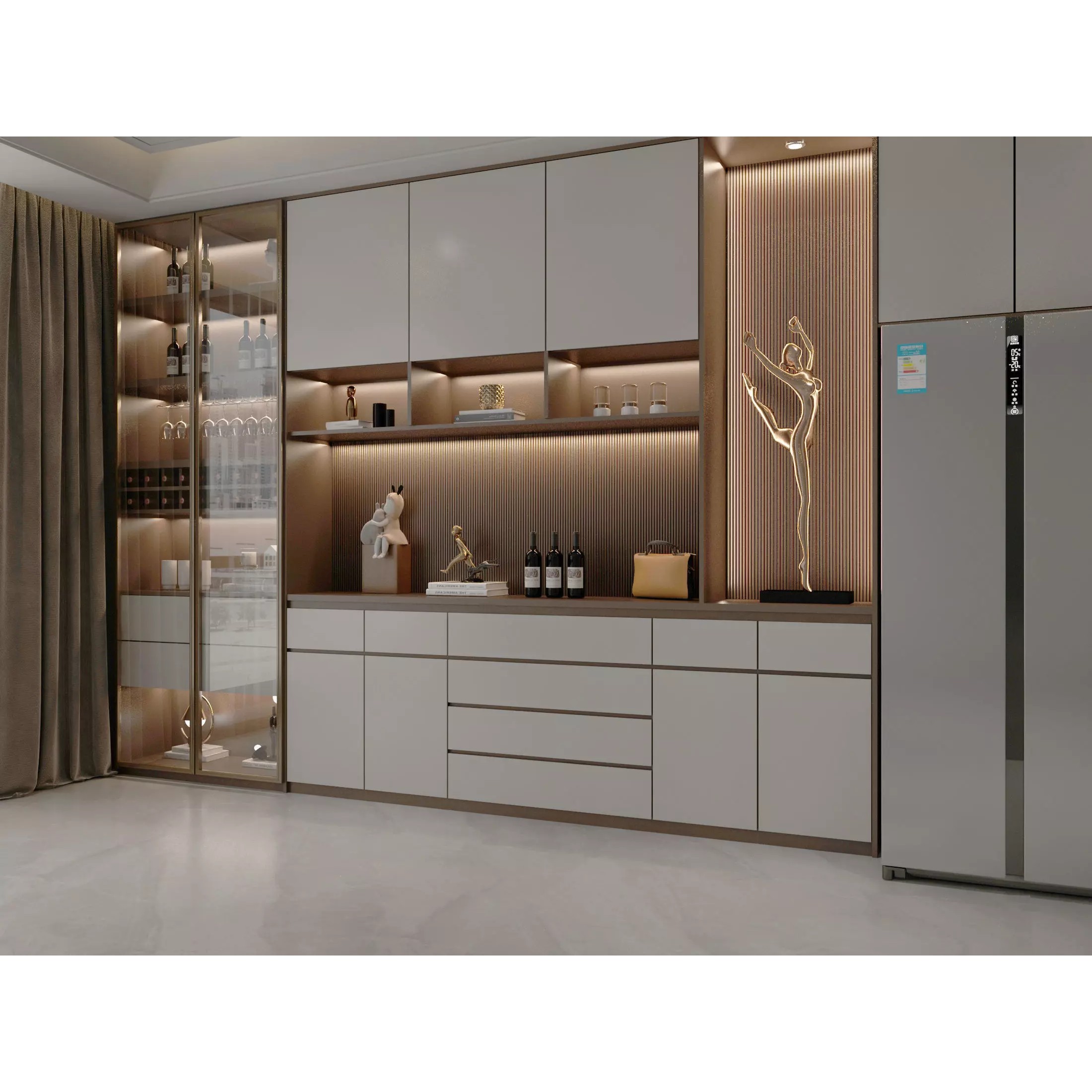 Wine Cabinet Rack Cellar - Game-Ready 3D Model - View 3