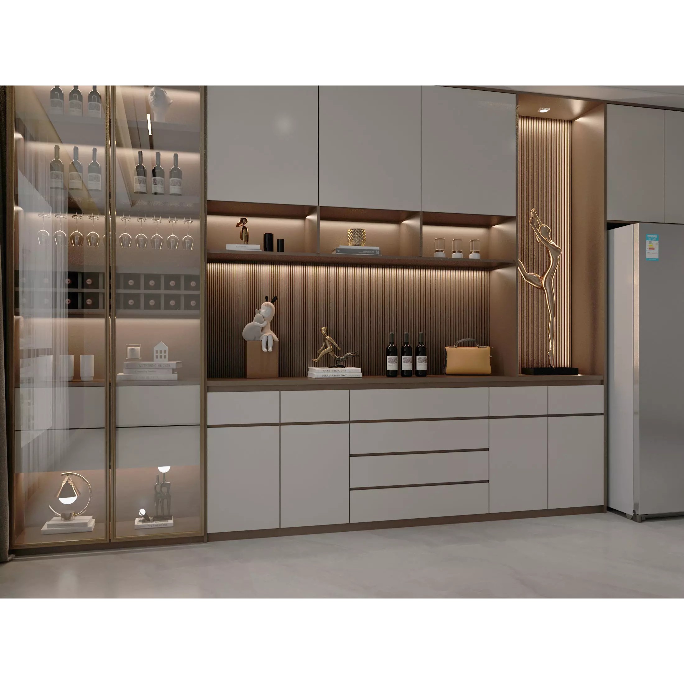 Wine Cabinet Rack Cellar - Game-Ready 3D Model - View 4