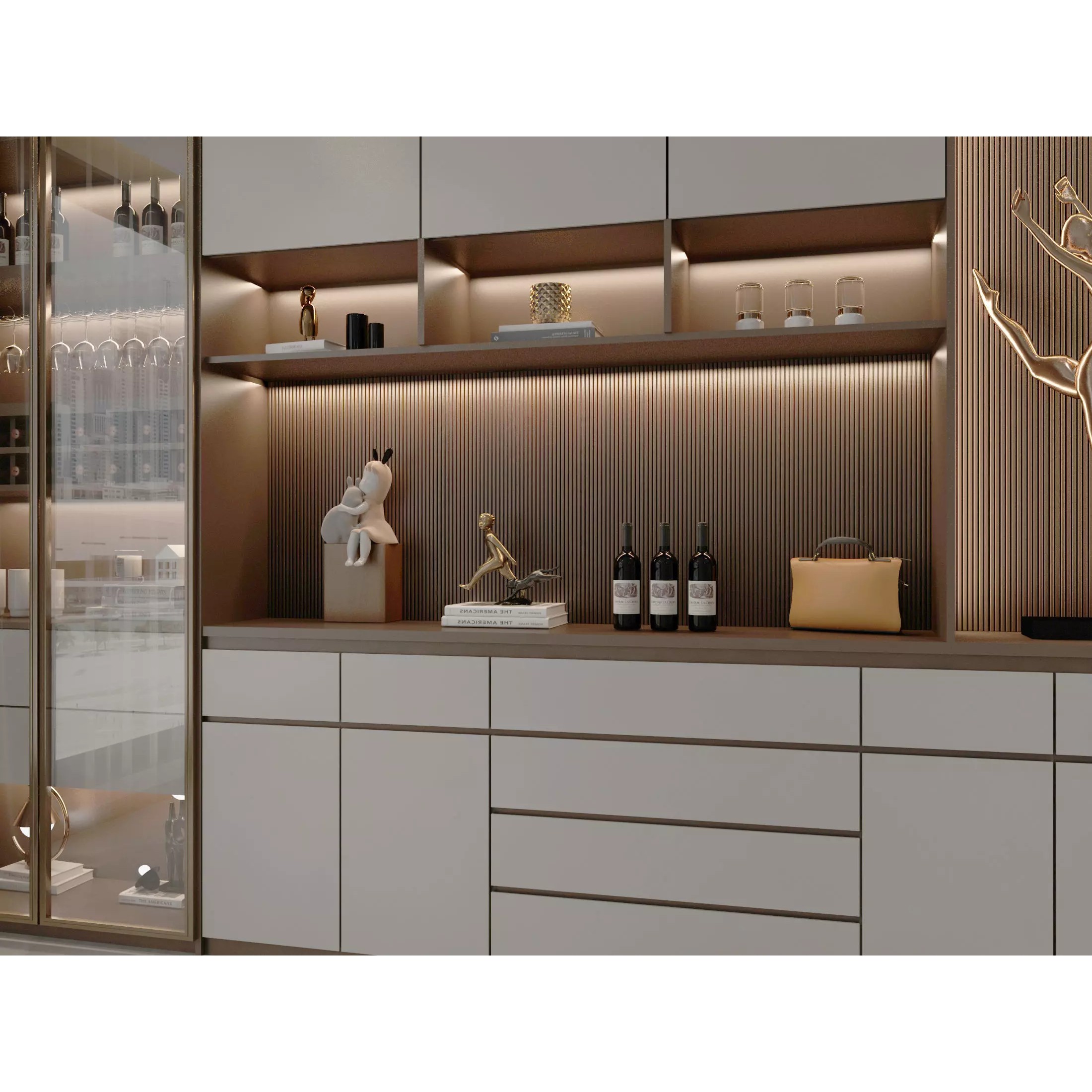 Wine Cabinet Rack Cellar - Game-Ready 3D Model - View 5