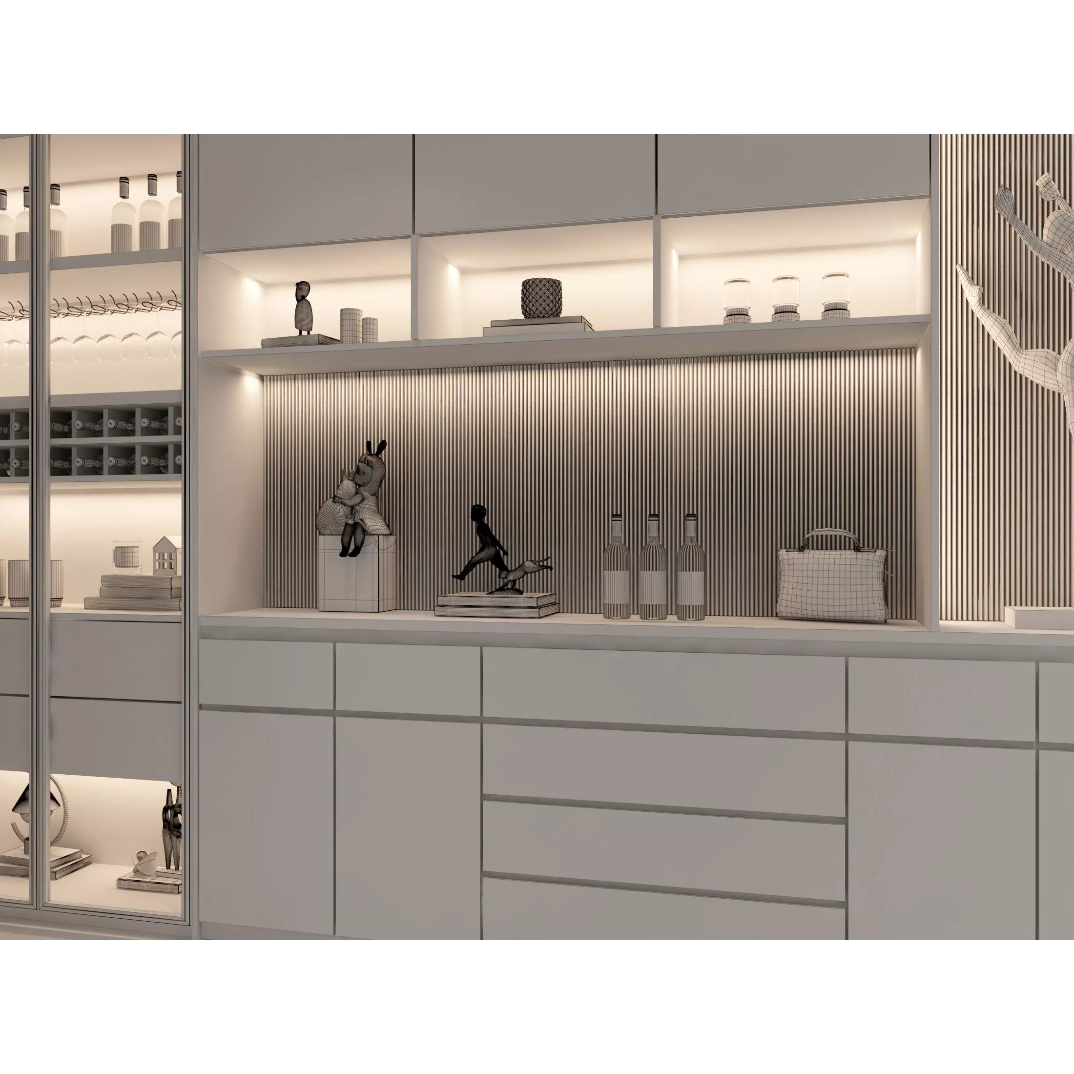 Wine Cabinet Rack Cellar - Game-Ready 3D Model - View 7