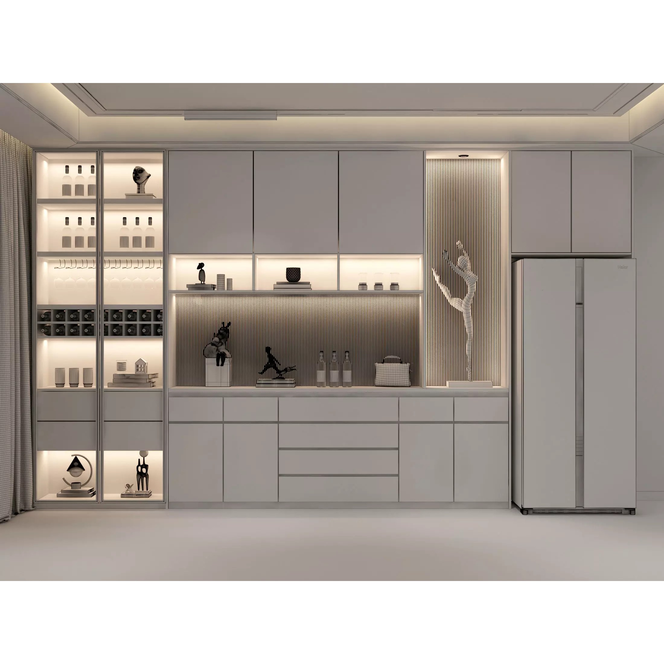 Wine Cabinet Rack Cellar - Game-Ready 3D Model - View 8