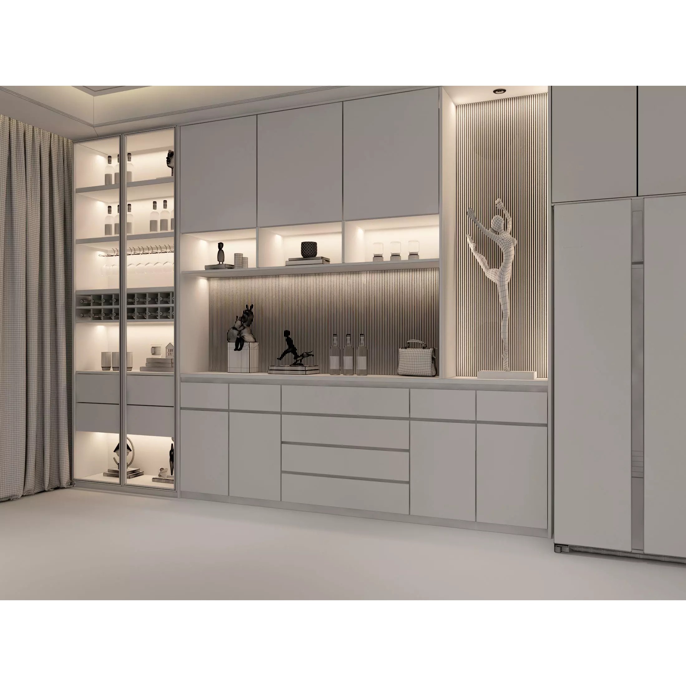 Wine Cabinet Rack Cellar - Game-Ready 3D Model - View 9
