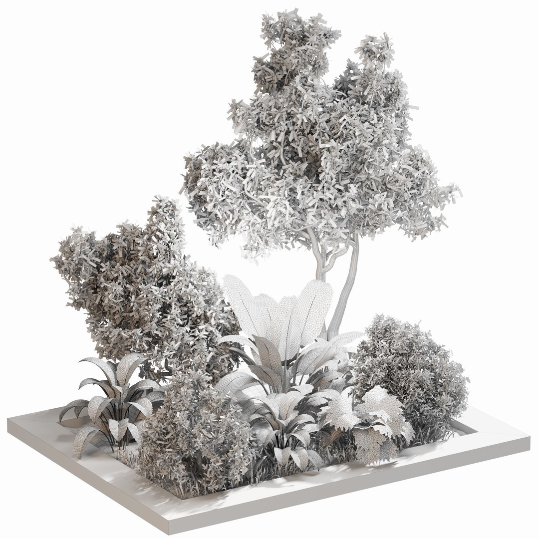 Outdoor Plant Set 04 3D Model – High Poly PBR Asset, FBX, OBJ - View 5