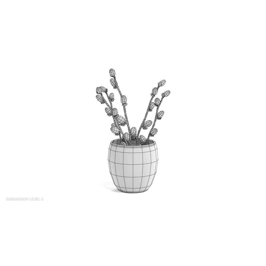 Willow Catkins 3D Model – Botanical Arrangement with PBR Textures - View 11