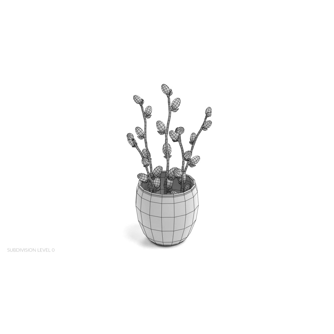 Willow Catkins 3D Model – Botanical Arrangement with PBR Textures - View 13