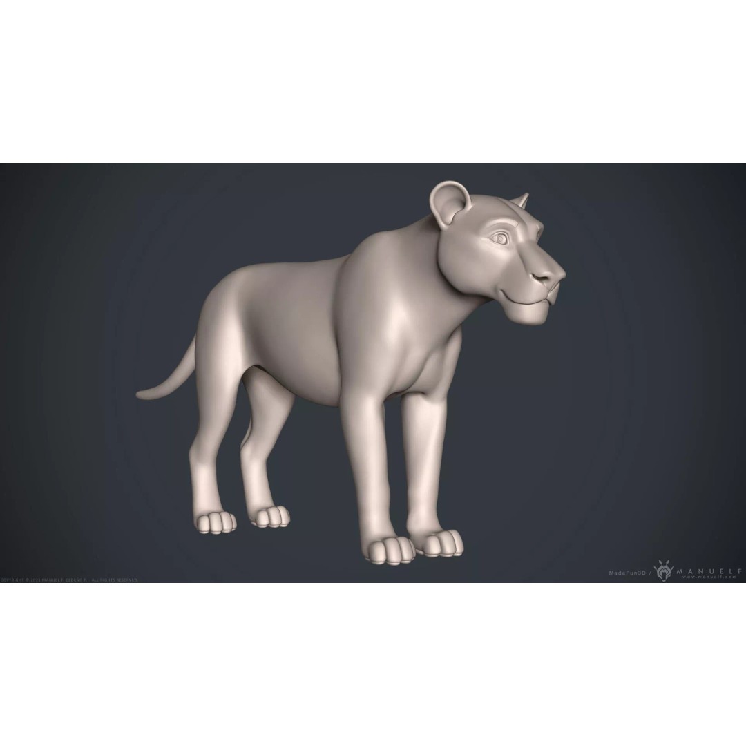 Stylized Cartoon Lion 3D Model – Cute Character, PBR Textures, FBX & OBJ