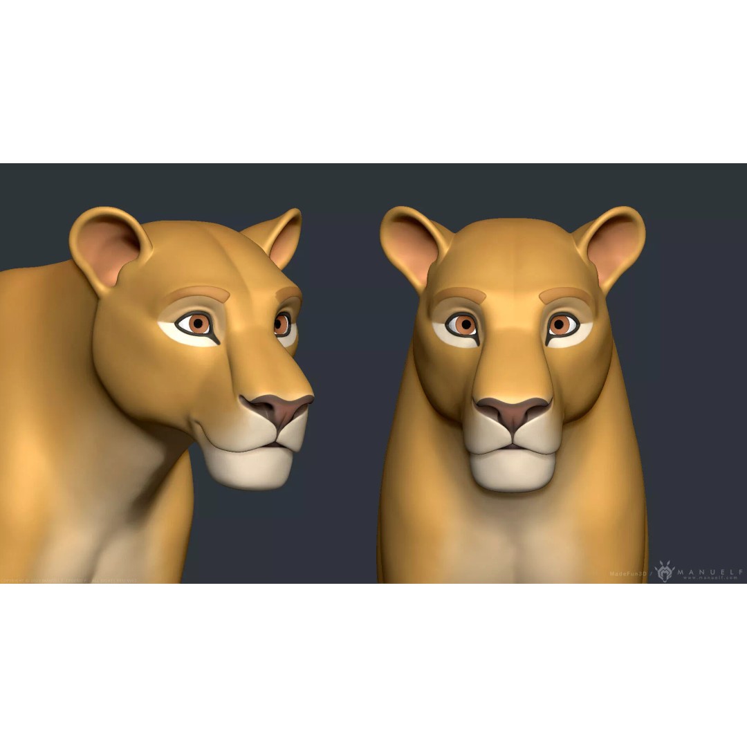 Stylized Cartoon Lion 3D Model – Cute Character, PBR Textures, FBX & OBJ - View 10