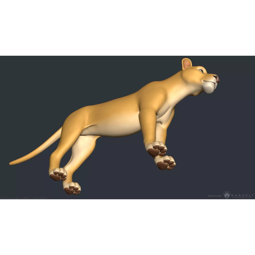 Stylized Cartoon Lion 3D Model – Cute Character, PBR Textures, FBX & OBJ - View 11