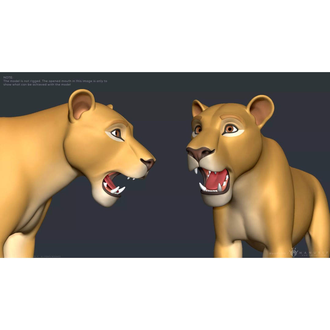 Stylized Cartoon Lion 3D Model – Cute Character, PBR Textures, FBX & OBJ - View 16