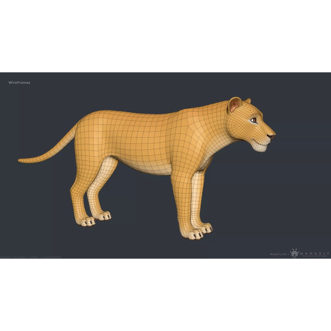 Stylized Cartoon Lion 3D Model – Cute Character, PBR Textures, FBX & OBJ - View 17