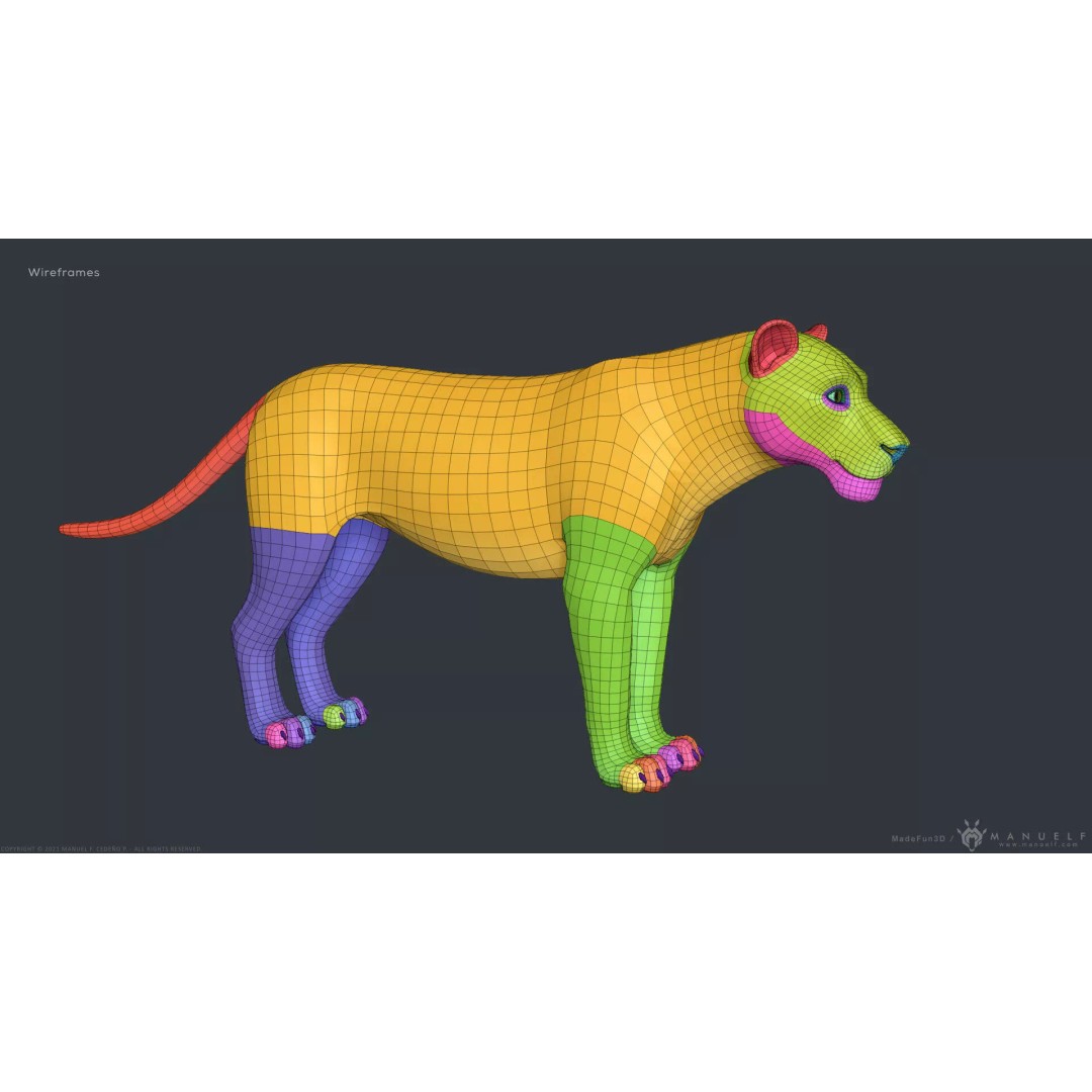 Stylized Cartoon Lion 3D Model – Cute Character, PBR Textures, FBX & OBJ - View 18