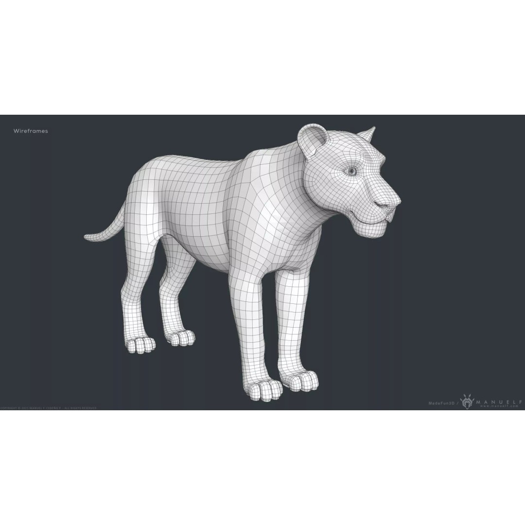 Stylized Cartoon Lion 3D Model – Cute Character, PBR Textures, FBX & OBJ - View 21