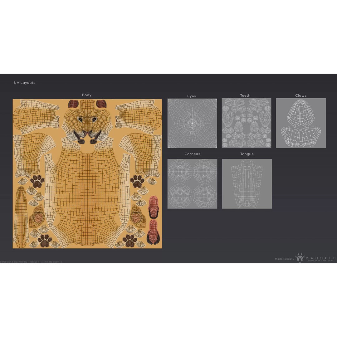 Stylized Cartoon Lion 3D Model – Cute Character, PBR Textures, FBX & OBJ - View 28