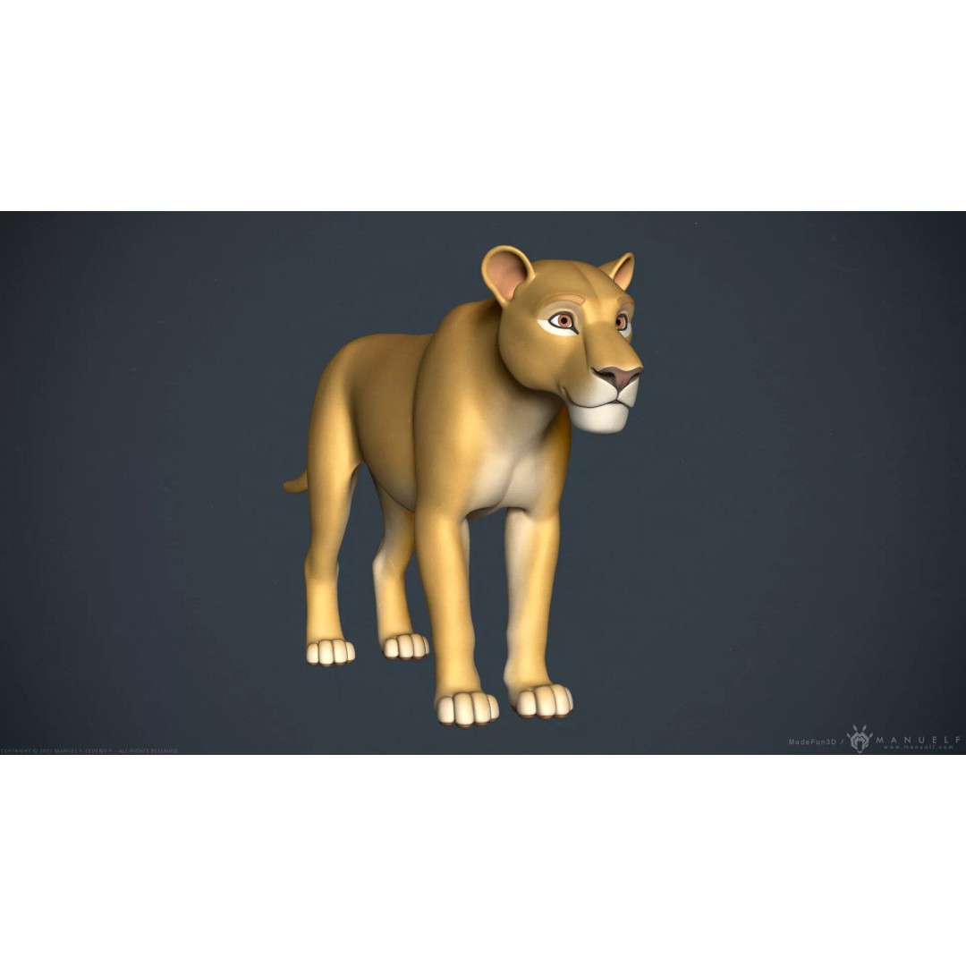 Stylized Cartoon Lion 3D Model – Cute Character, PBR Textures, FBX & OBJ - View 29