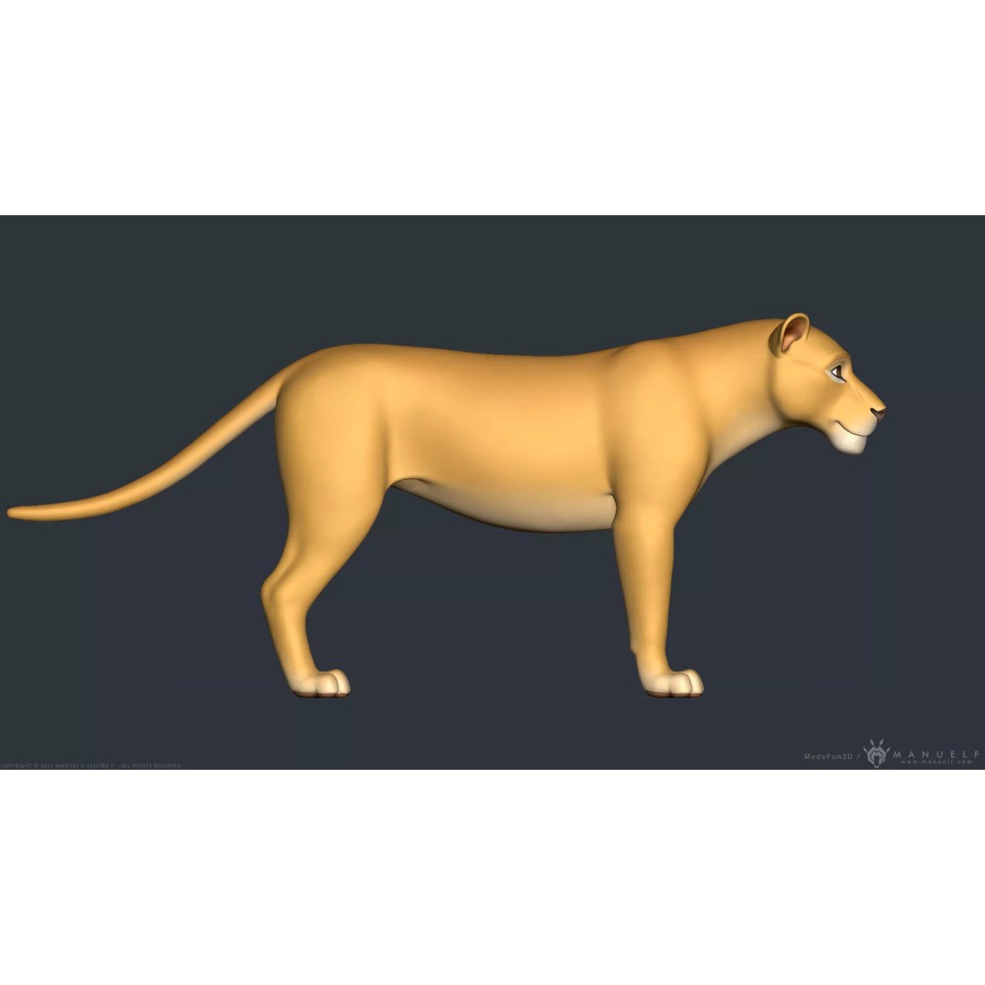 Stylized Cartoon Lion 3D Model – Cute Character, PBR Textures, FBX & OBJ - View 4